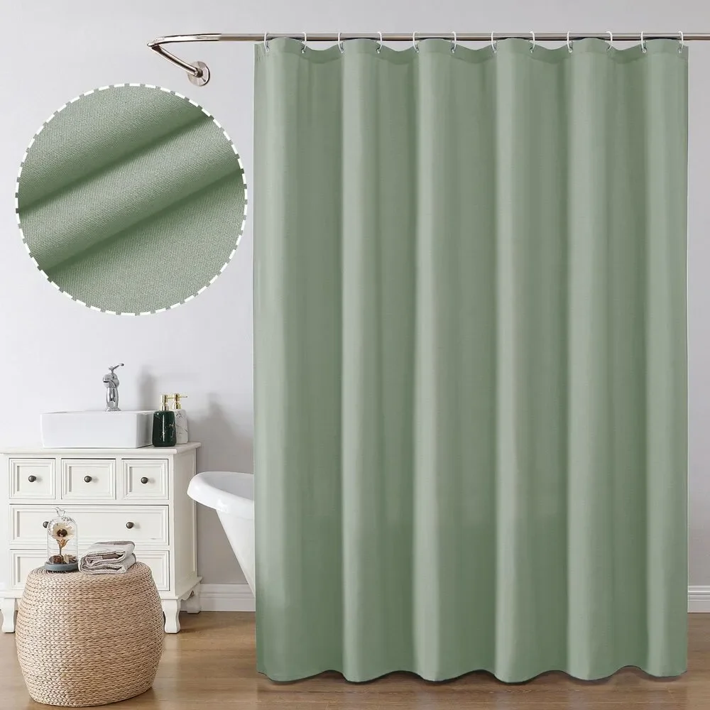 72Wx72L Fabric Shower Curtain Set with 12 Hooks, Water Repellent